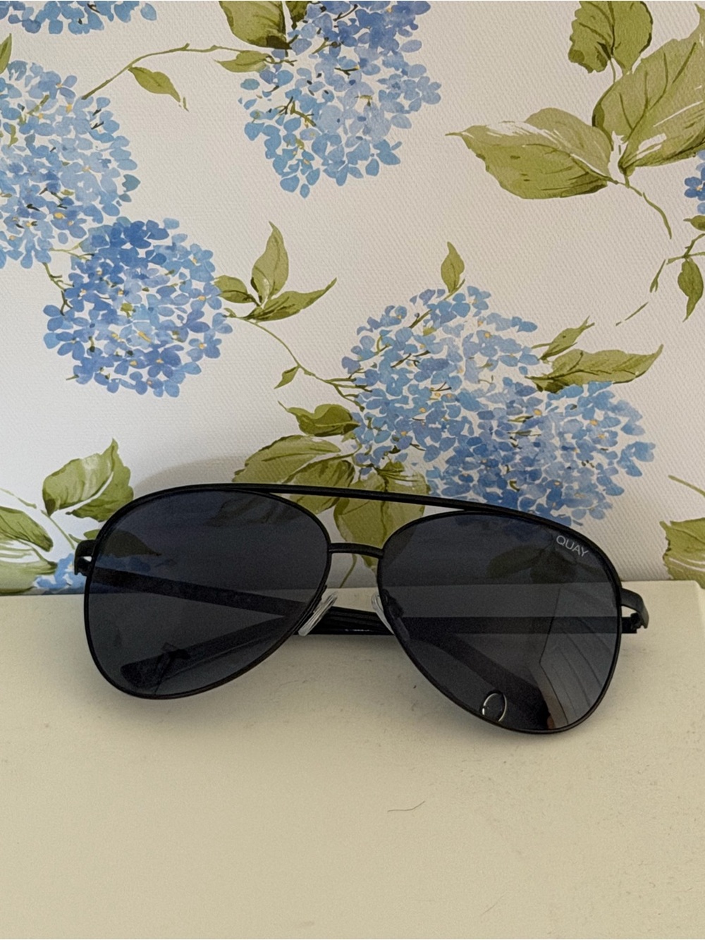 Quay Australia Black Aviator Sunglasses with Dark Lenses